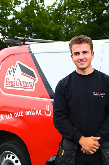 our gutter cleaner in Lancashire standing by company vehicle